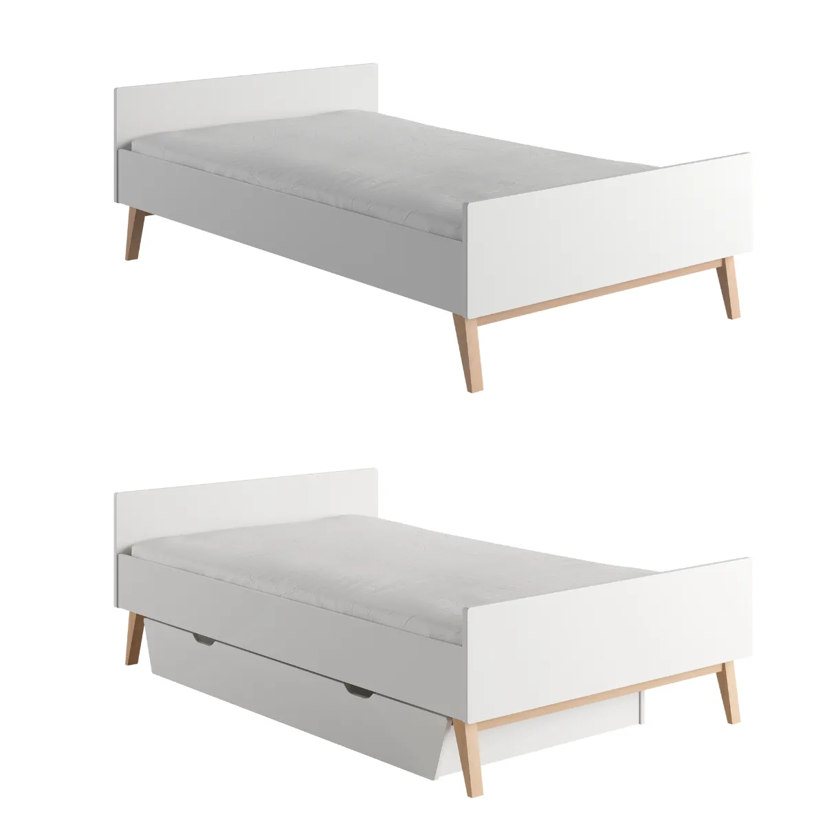 Łóżko młodzieżowe PINIO SWING 120x200 białe w aranżacji pokoju