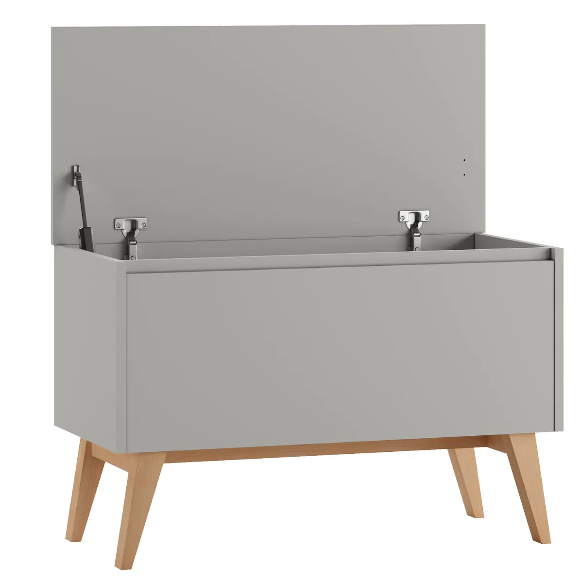 szara skrzynia na zabawki PINIO SWING w pokoju dziecka