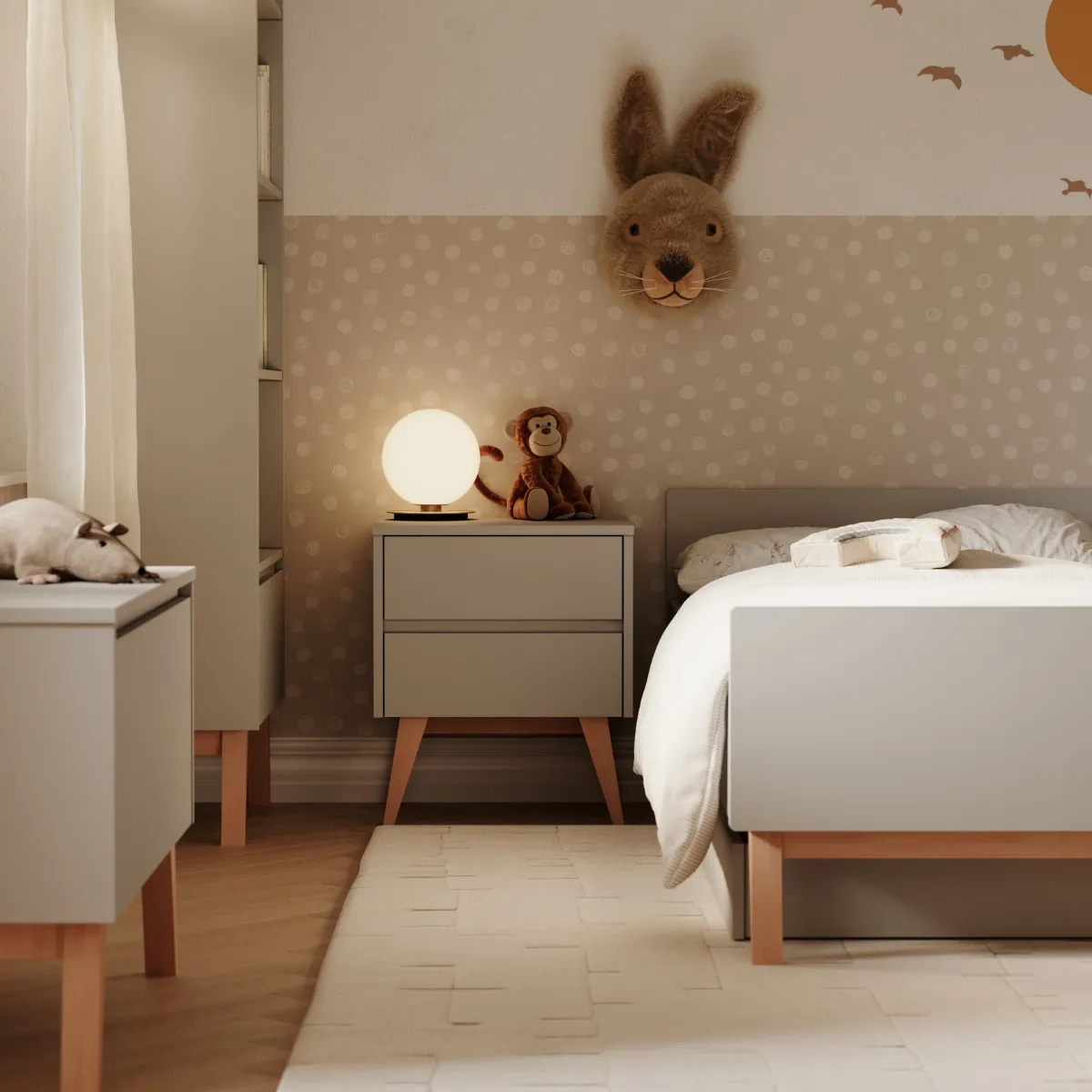 detal szafki nocnej SWING z drewnianymi nóżkami