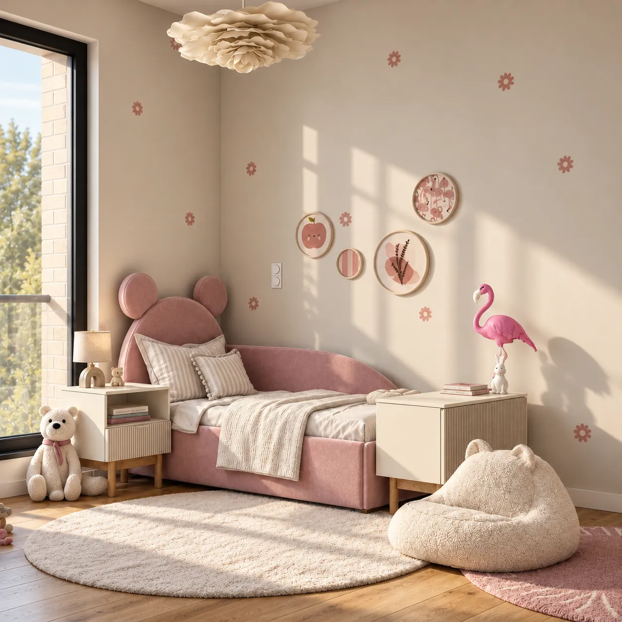 Flamingowy świat Liny – różowy pokój dziewczynki z łóżkiem MIŚ i meblami Miloo