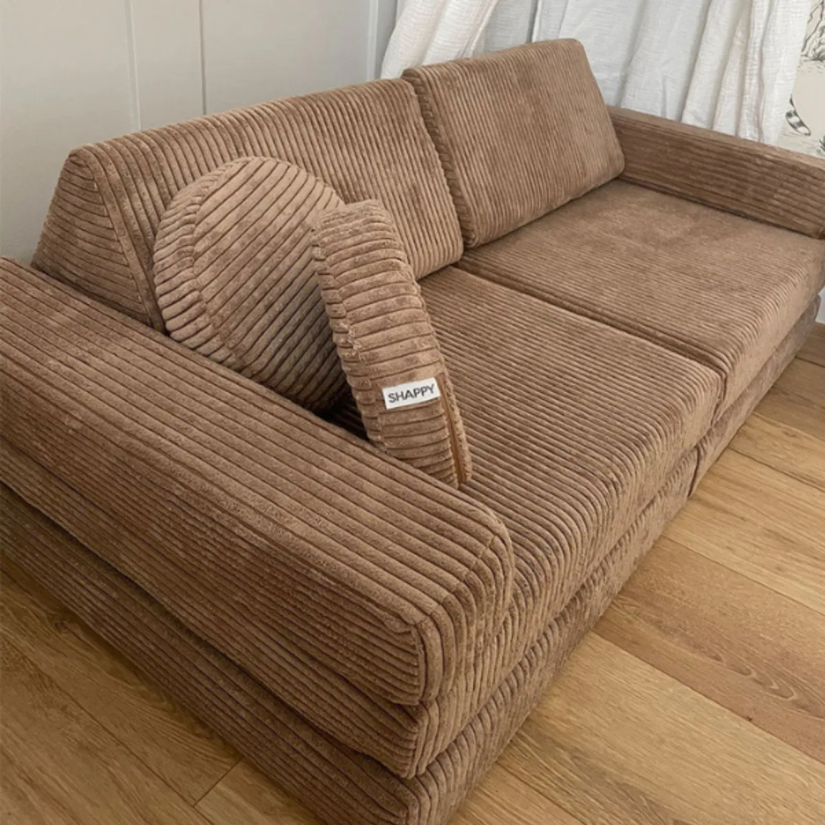 Sofa SHAPPY sztruks czekoladowa do pokoju dziecka