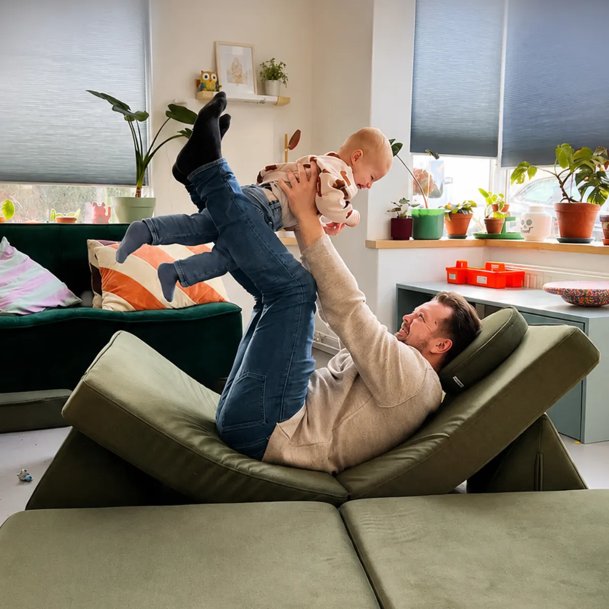 Sofa modułowa Shappy Mini butelkowa zieleń do pokoju dziecka