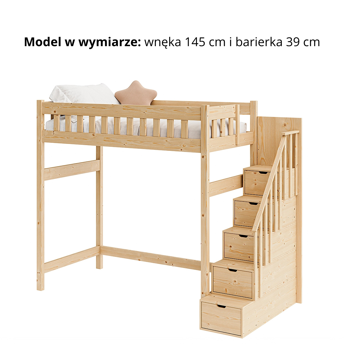 Łóżko antresola IMPERIAL MAX wnęka 145 cm barierka 39 cm