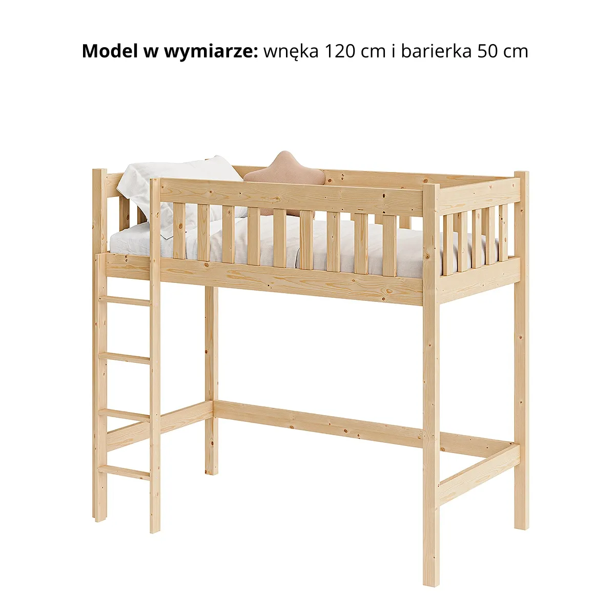 Łóżko antresola NEST wnęka 120 cm z podwyższoną barierką