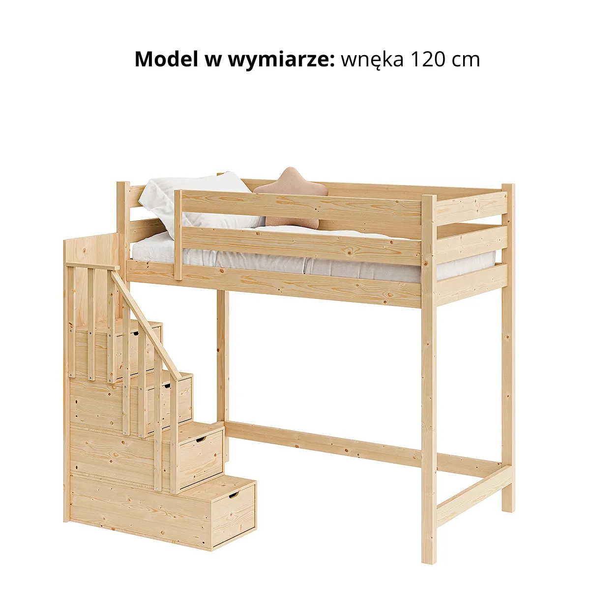 Łóżko antresola OLIMP FRONT wnęka 120 cm i barierka 51 cm