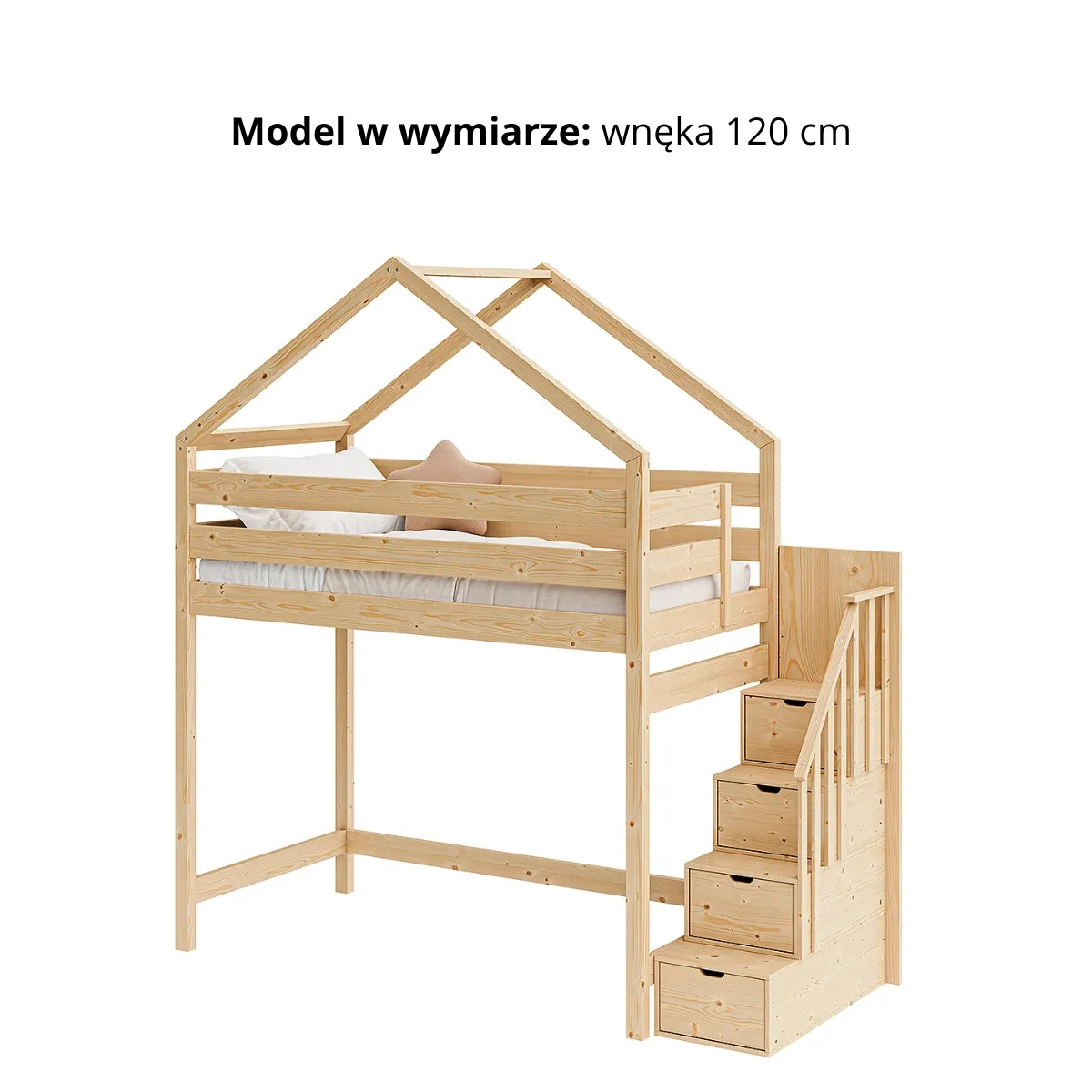 Łóżko antresola OLIMP HOUSE wnęka 120 cm i barierka 51 cm