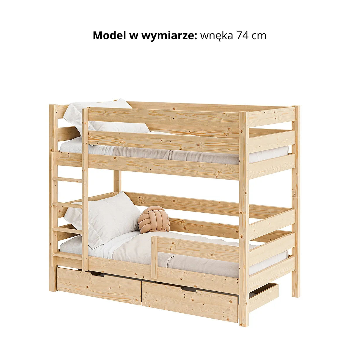 Łóżko piętrowe TITAN z prześwitem 74 cm między poziomami