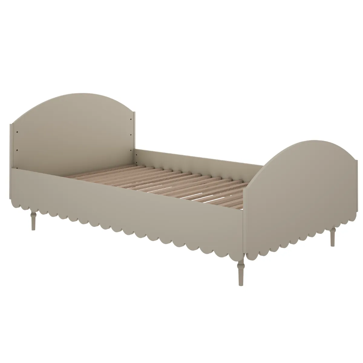 Oliwkowe łóżko młodzieżowe WOOD LUCK Babushka 120x200 w pokoju dziecka