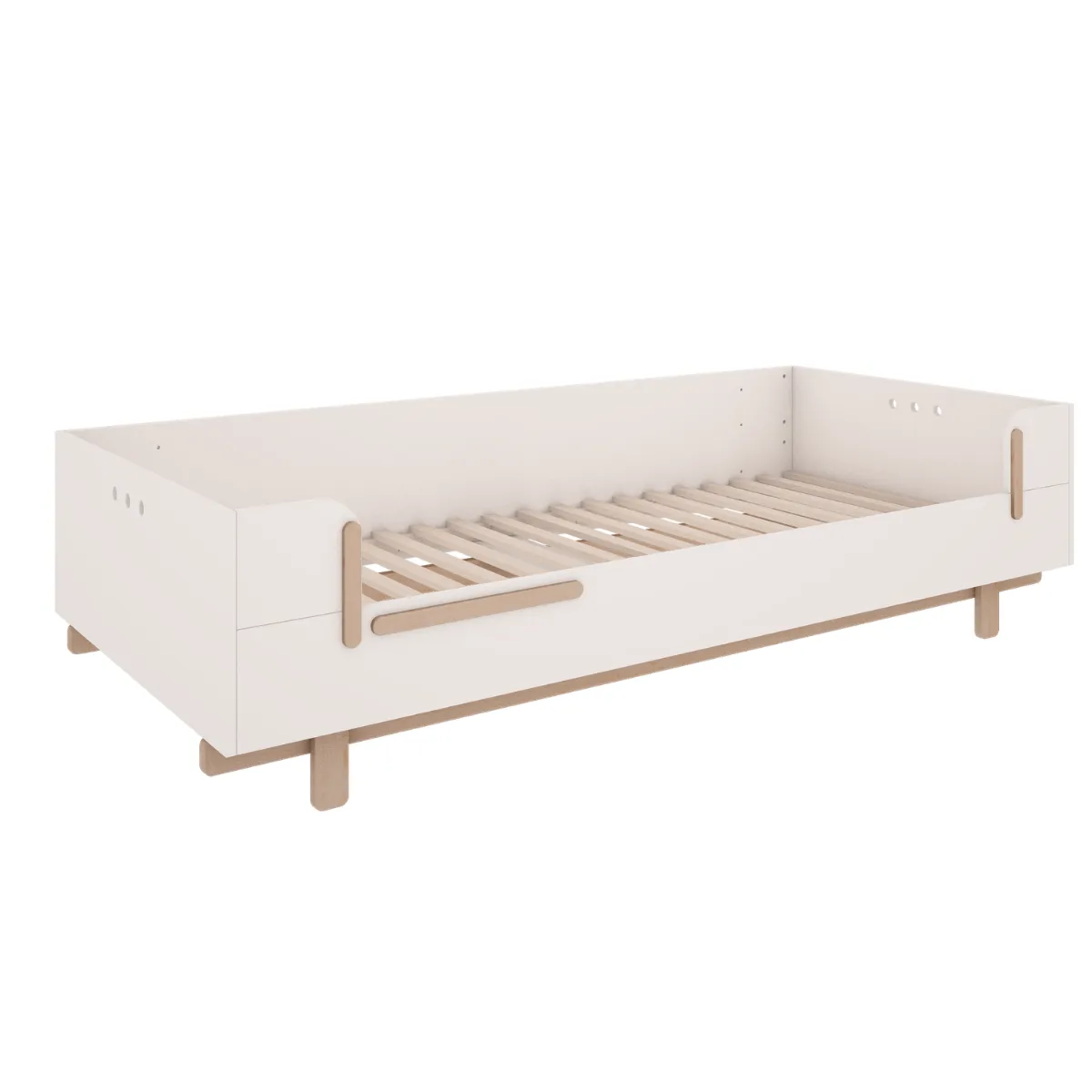 Białe łóżko WOOD LUCK Basic 90 x 200 cm z zabudowanym tyłem i bokami